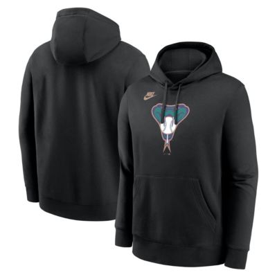 Men's MLB Nike Arizona Diamondbacks Cooperstown Collection Logo Club Pullover Hoodie, Black, 2XL