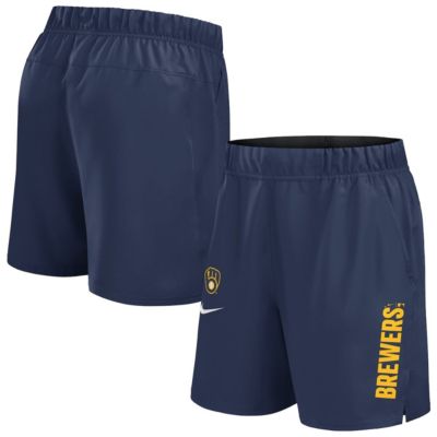 Men's MLB Nike Milwaukee Brewers Woven Victory Dri-FIT Shorts, Navy Blue, 3XL
