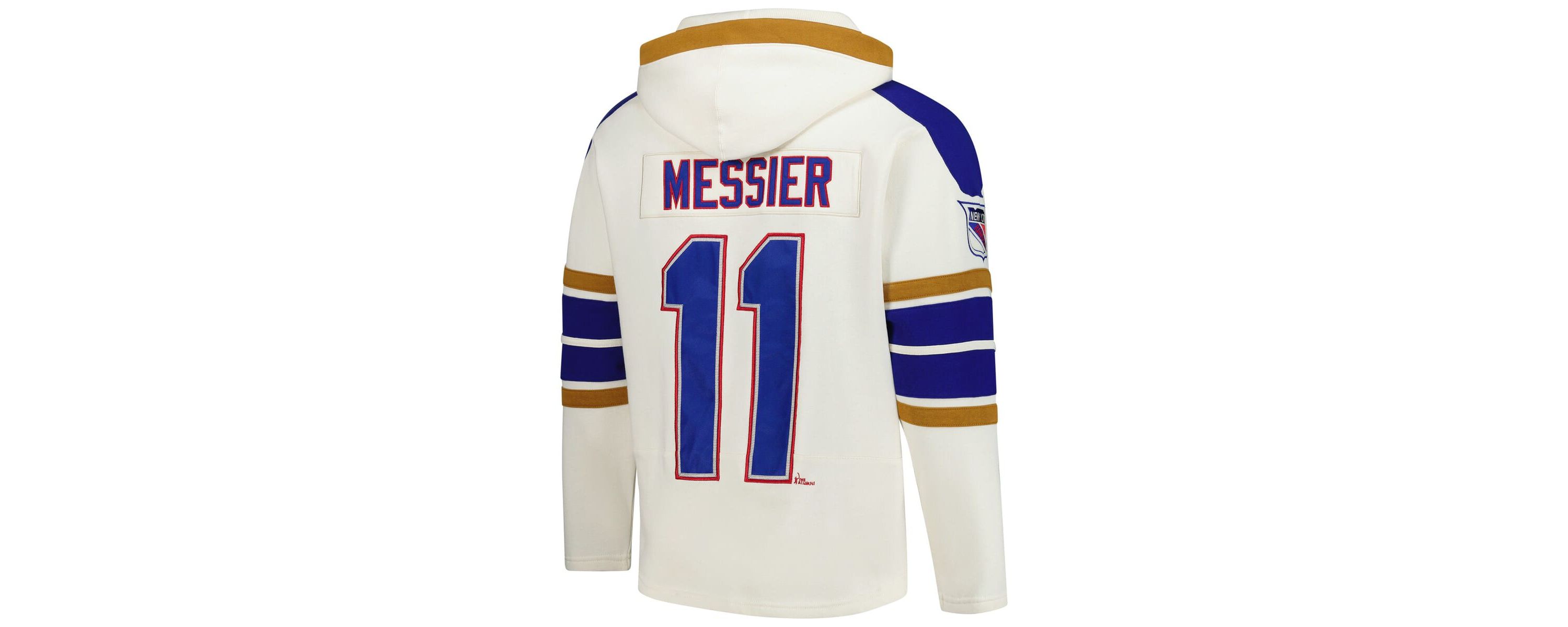 NHL Mark Messier New York Rangers Line Name & Number Lace-Up Pullover Hoodie