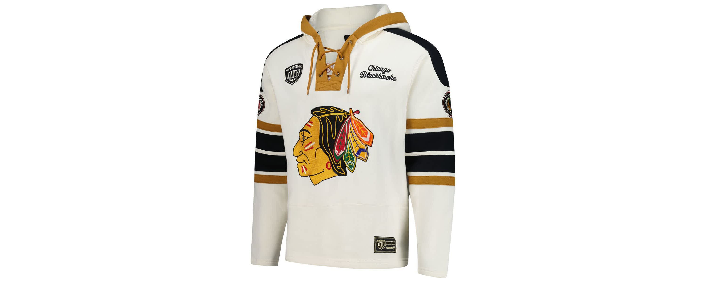 NHL Chris Chelios Chicago Blackhawks Line Name & Number Lace-Up Pullover Hoodie