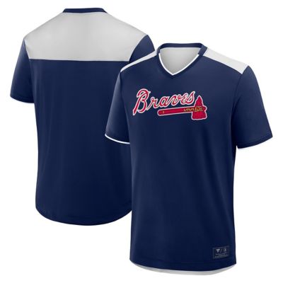 Men's MLB Fanatics Atlanta Braves Walk Off V-Neck T-Shirt, Navy Blue, XL