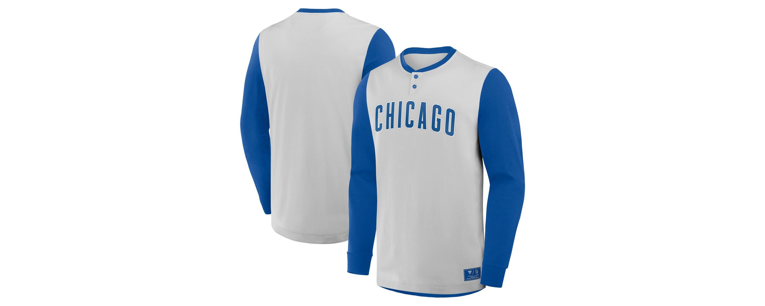 MLB Fanatics Chicago Cubs Clubhouse Long Sleeve Henley Shirt