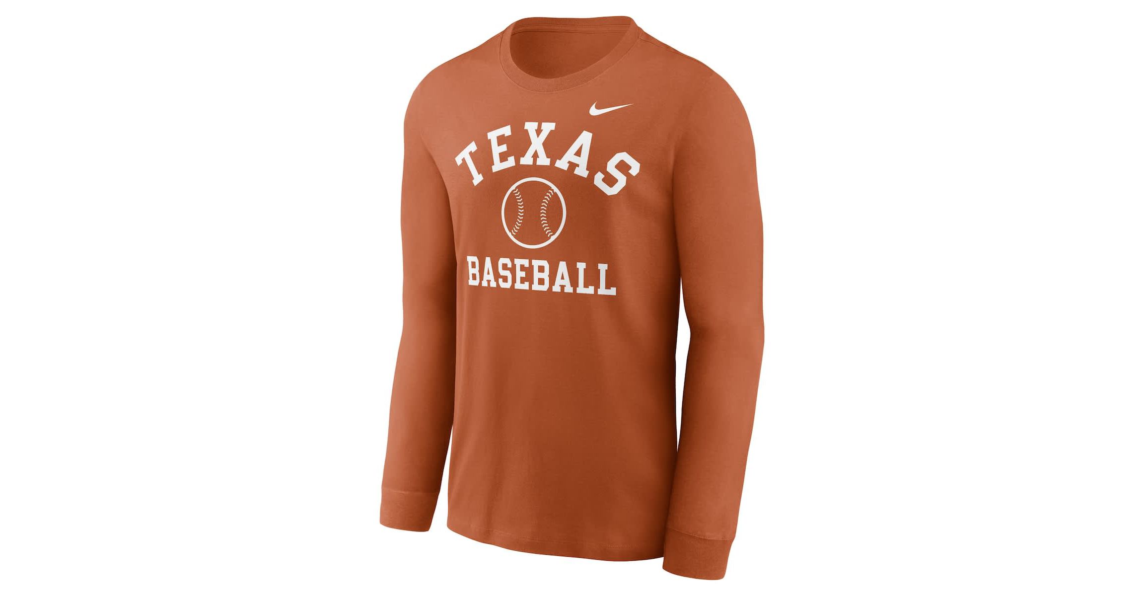 NCAA Nike Texas Texas Longhorns Essential Baseball Arch Long Sleeve T-Shirt