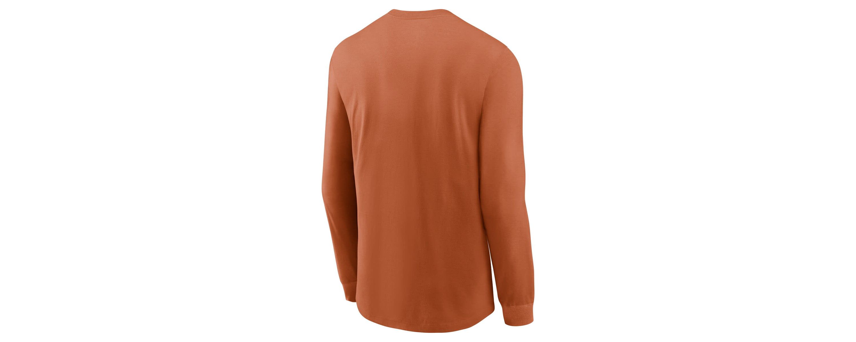 NCAA Nike Texas Texas Longhorns Essential Baseball Arch Long Sleeve T-Shirt