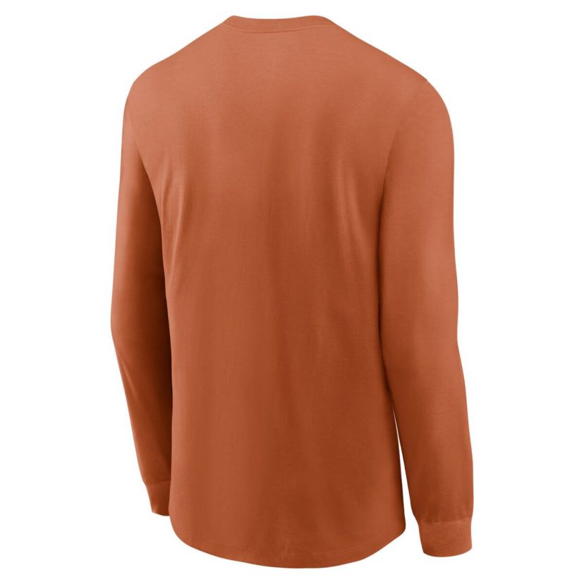 NCAA Nike Texas Texas Longhorns Essential Baseball Arch Long Sleeve T-Shirt