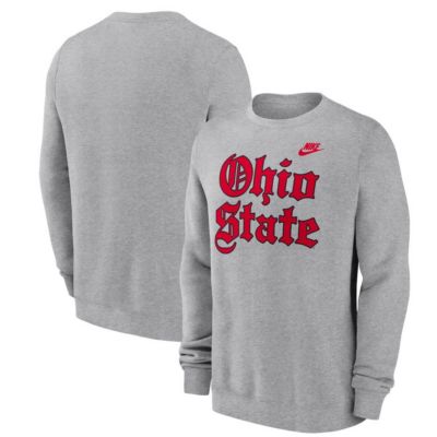 Men's NCAA Nike Ohio State Buckeyes Old English Script Club Fleece Pullover Sweatshirt, Gray, 2XL