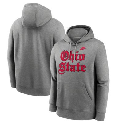 Men's NCAA Nike Ohio State Buckeyes Old English Fleece Pullover Hoodie, Gray, 2XL