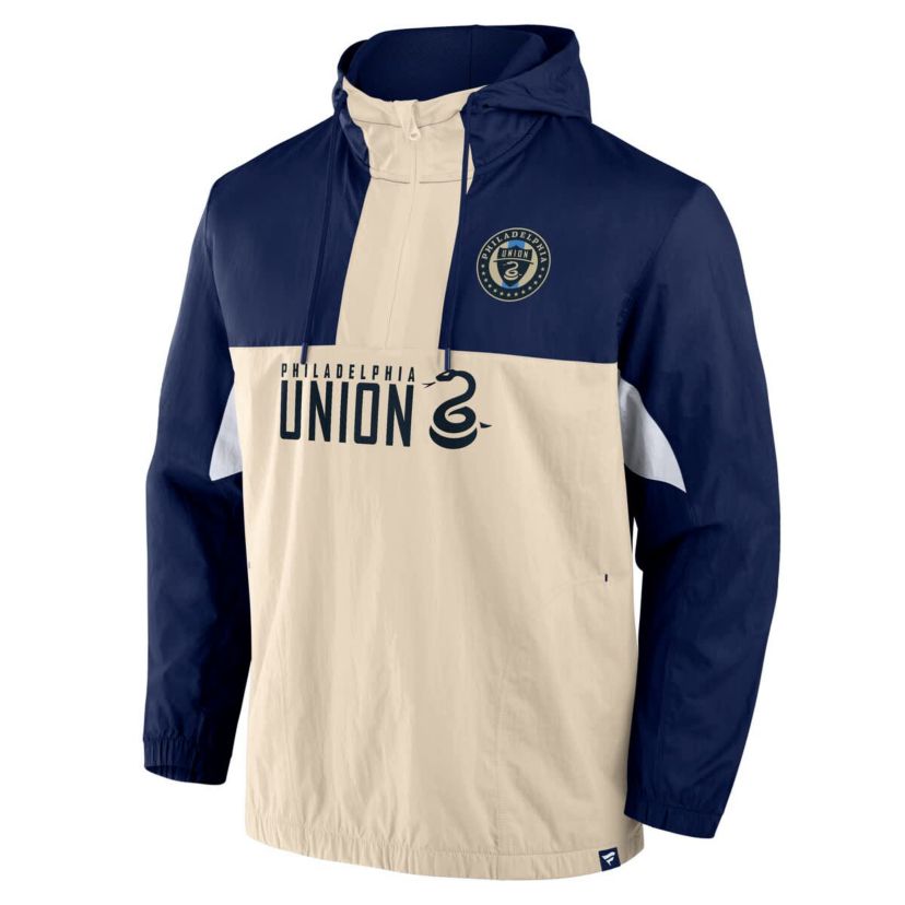 MLS Fanatics Philadelphia Union Free Kick Woven Quarter-Zip Hoodie Jacket