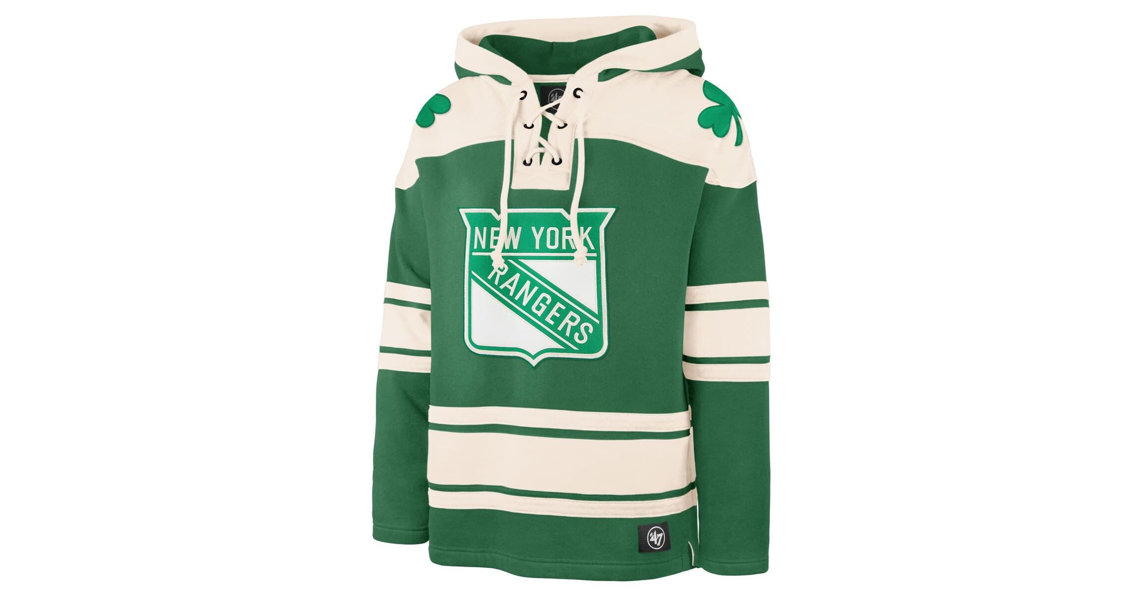 NHL Artemi Panarin Kelly New York Rangers St. Patricks Day Player Name & Number Lacer Pullover Hoodie