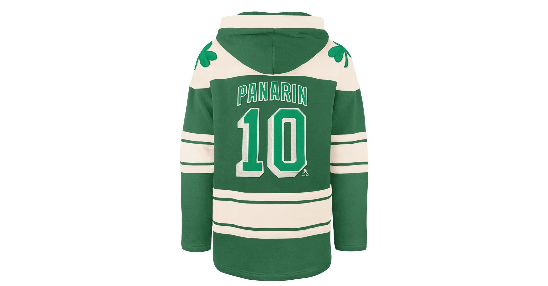 NHL Artemi Panarin Kelly New York Rangers St. Patricks Day Player Name & Number Lacer Pullover Hoodie
