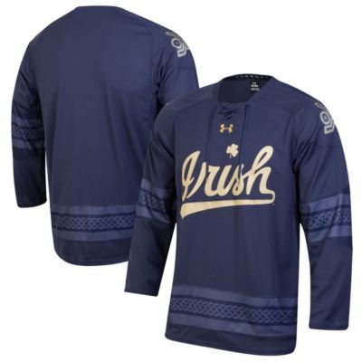 Men's NCAA Under Armour Notre Dame Fighting Irish Ireland Replica Hockey Jersey, Navy Blue, Small