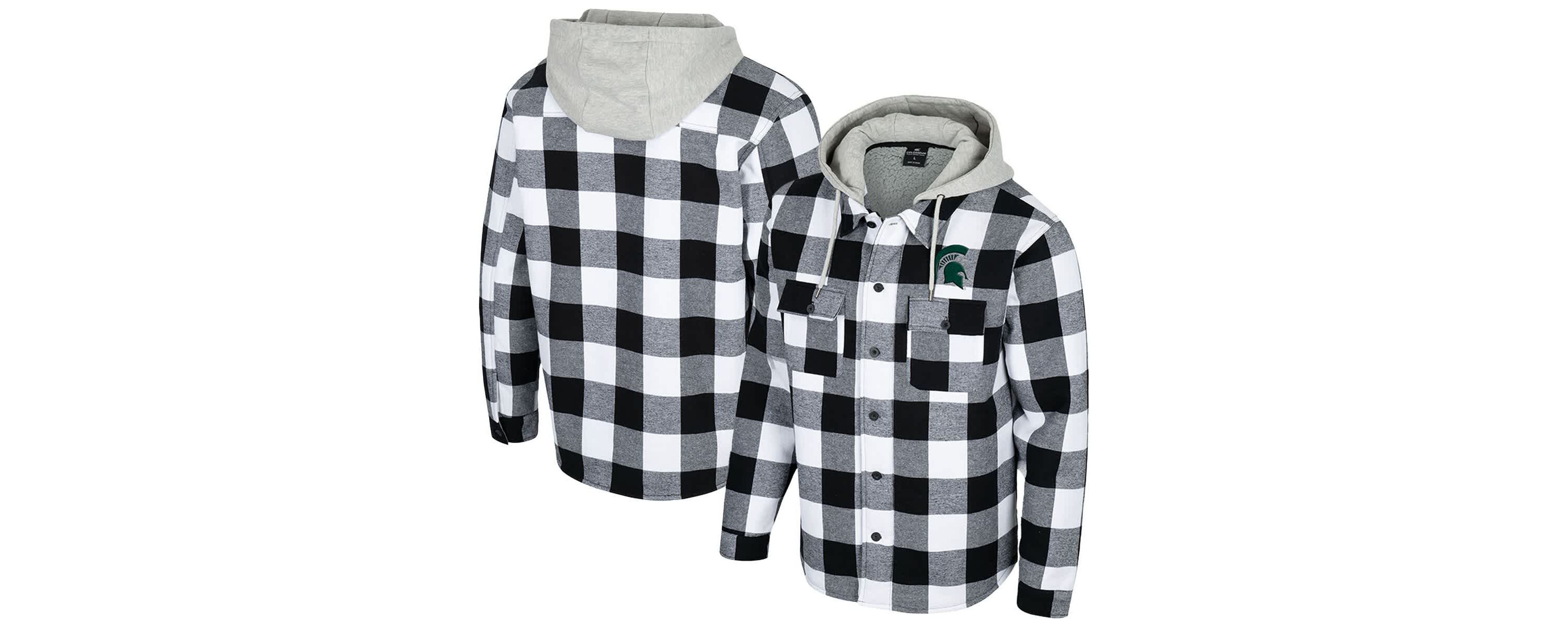 NCAA Black/White Michigan State Spartans Buffalo Plaid Full-Zip Jacket