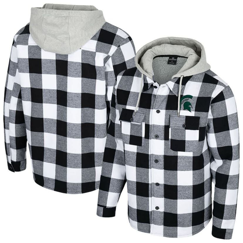 NCAA Black/White Michigan State Spartans Buffalo Plaid Full-Zip Jacket