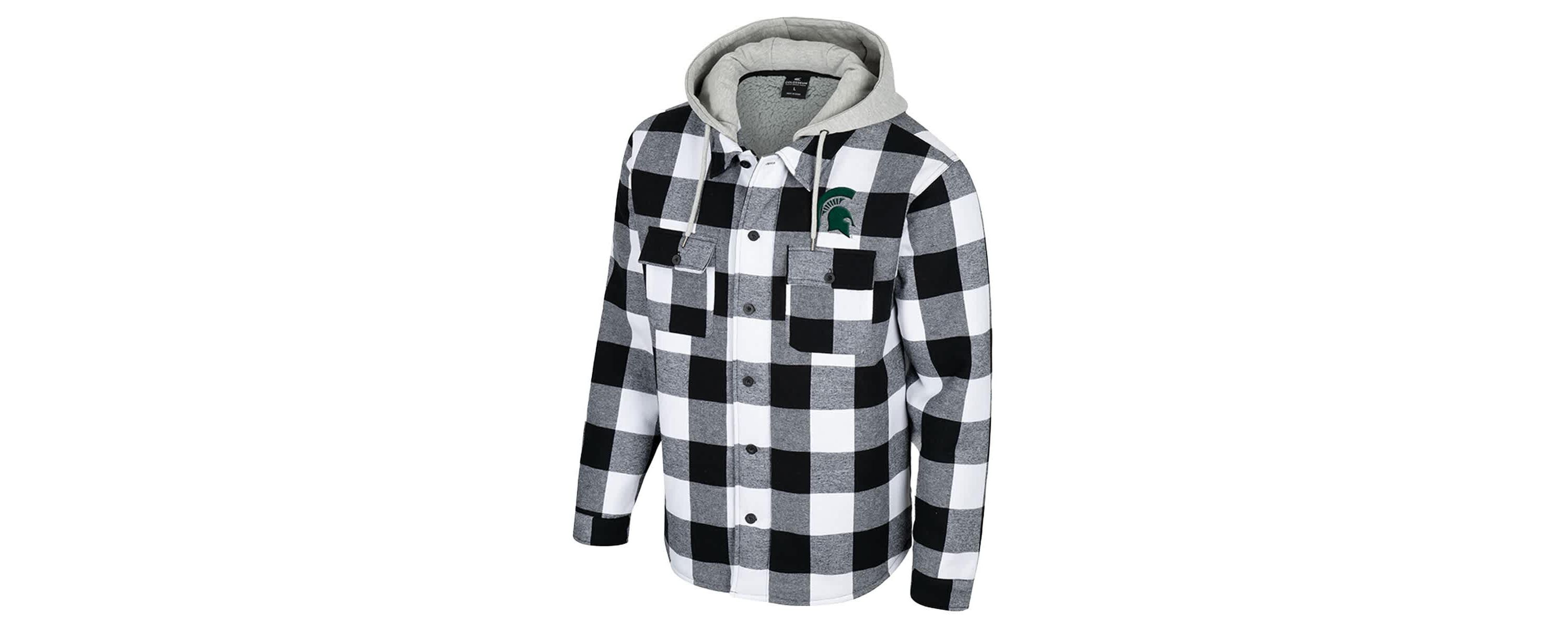 NCAA Black/White Michigan State Spartans Buffalo Plaid Full-Zip Jacket