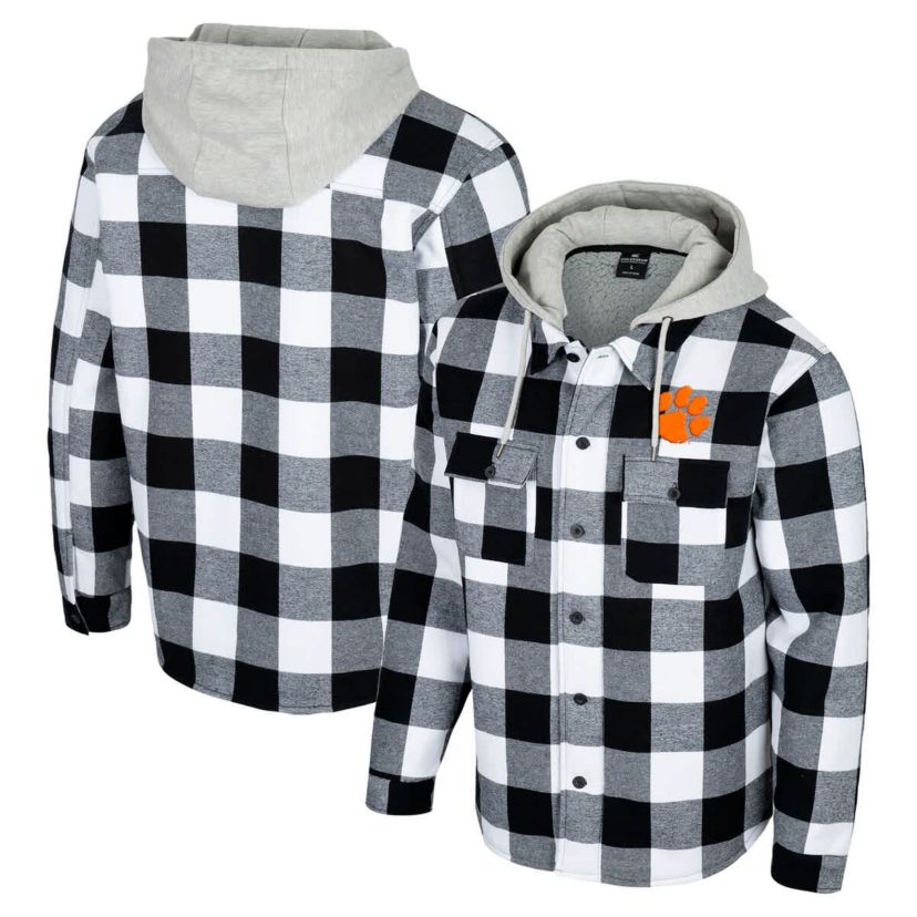 NCAA Black/White Clemson Tigers Buffalo Plaid Full-Zip Jacket