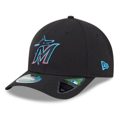 New Era Men's MLB Miami Marlins Player Replica 9FORTY Adjustable Hat, Black