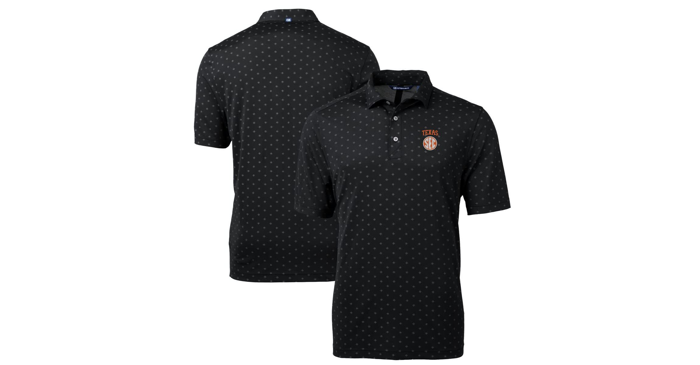 NCAA Texas Longhorns SEC Big & Tall Virtue Eco Pique Tile Print Recycled Polo