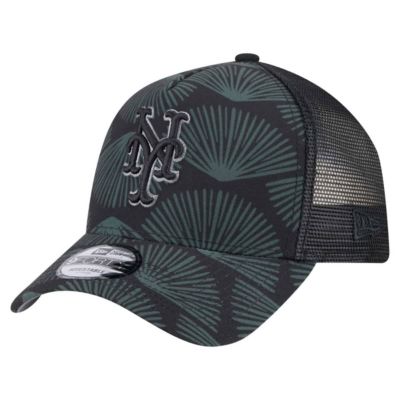 New Era Men's MLB New York Mets 9FORTY A-Frame Trucker Adjustable Hat, Black