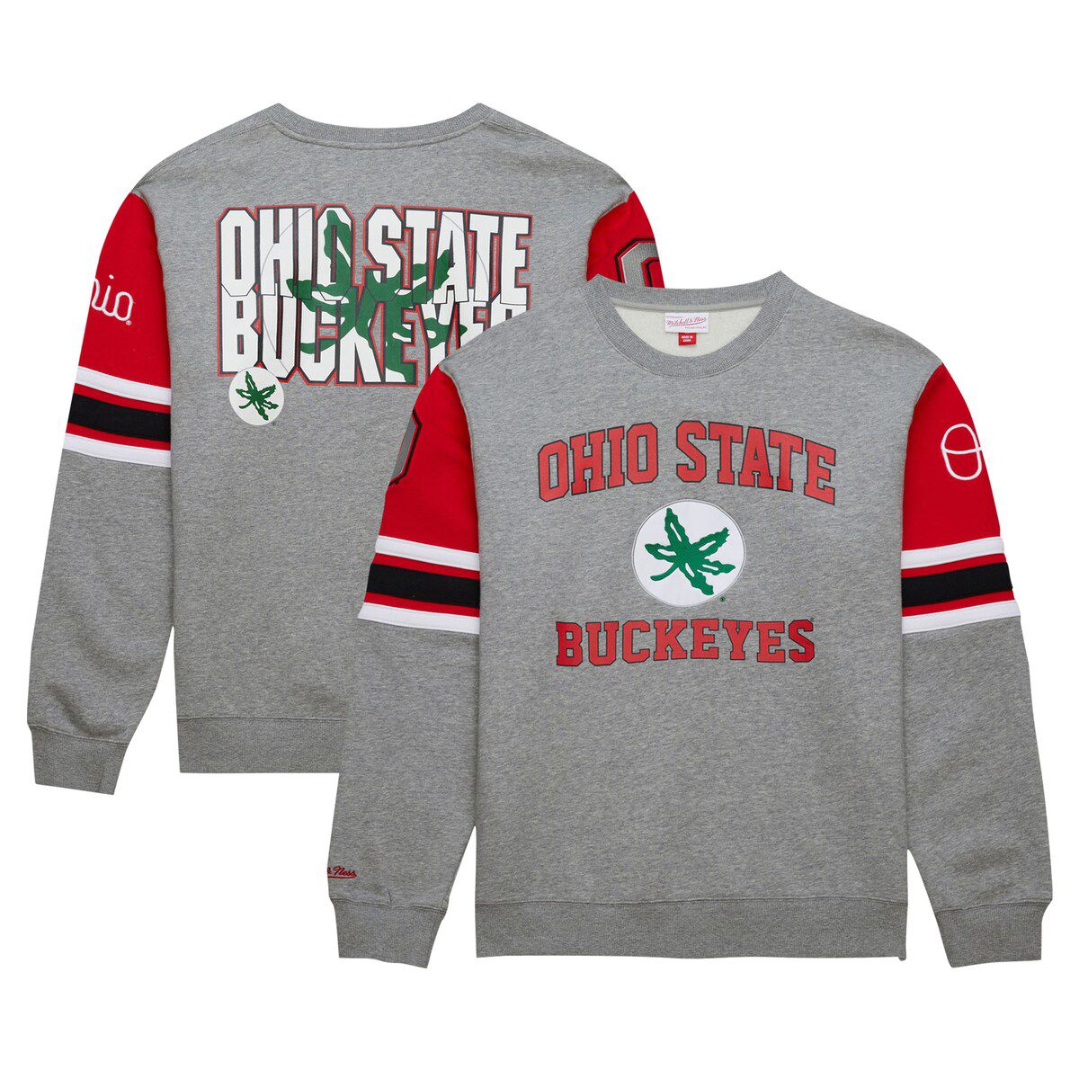NCAA Grey Ohio State Buckeyes Throwback Allover 4.0 Pullover Sweatshirt