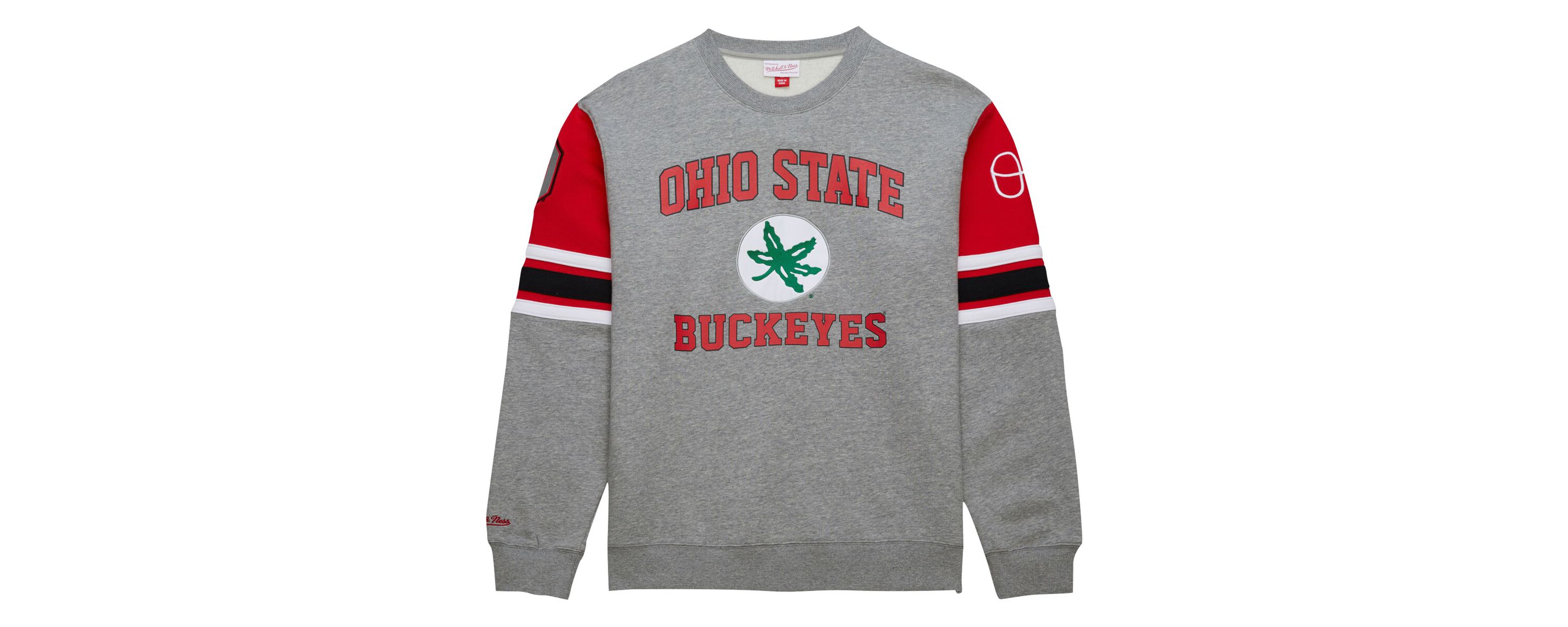NCAA Grey Ohio State Buckeyes Throwback Allover 4.0 Pullover Sweatshirt