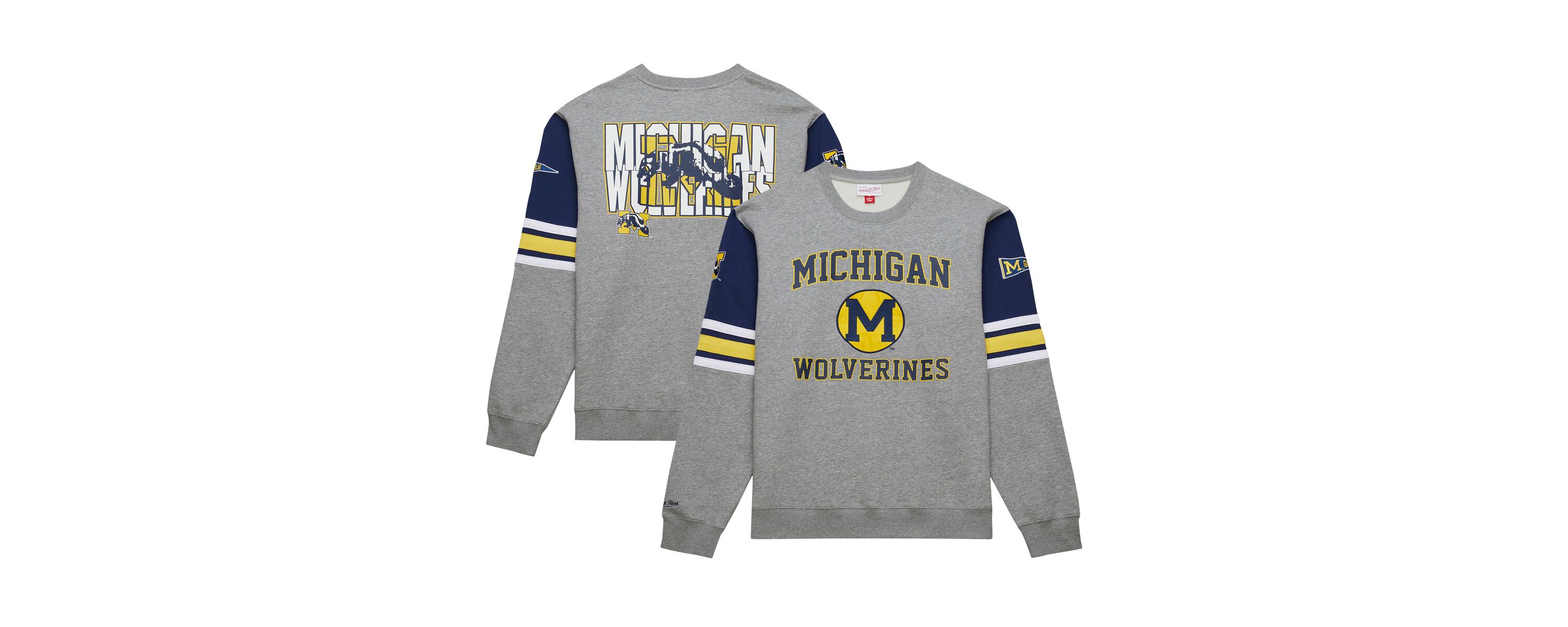 NCAA Grey Michigan Wolverines Throwback Allover 4.0 Pullover Sweatshirt