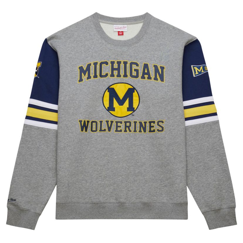 NCAA Grey Michigan Wolverines Throwback Allover 4.0 Pullover Sweatshirt