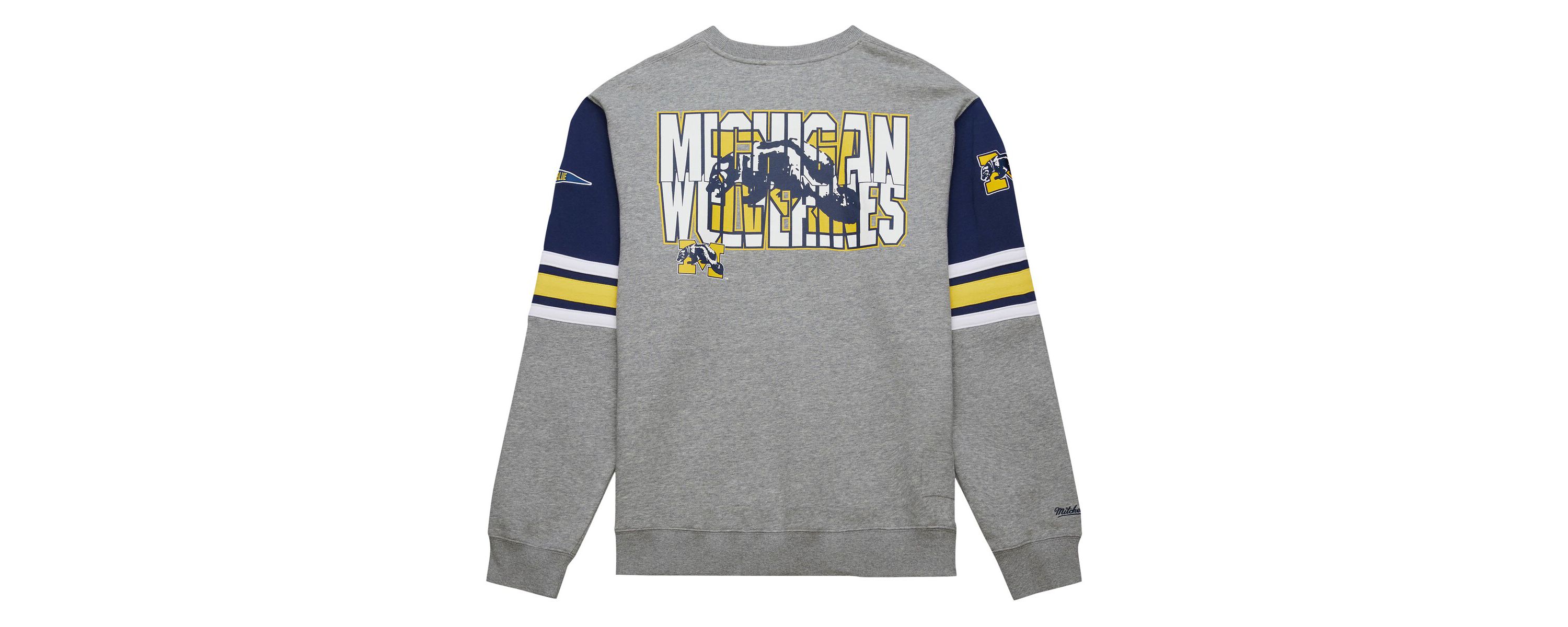 NCAA Grey Michigan Wolverines Throwback Allover 4.0 Pullover Sweatshirt