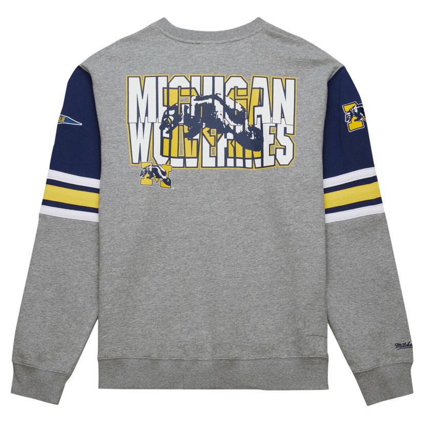 NCAA Grey Michigan Wolverines Throwback Allover 4.0 Pullover Sweatshirt