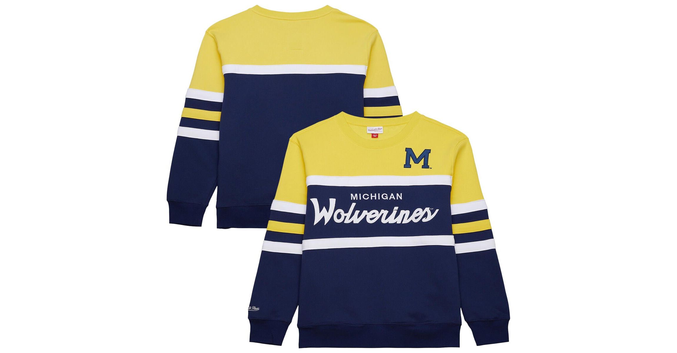 NCAA Michigan Wolverines Vintage Logo Head Coach Fleece Pullover Sweatshirt