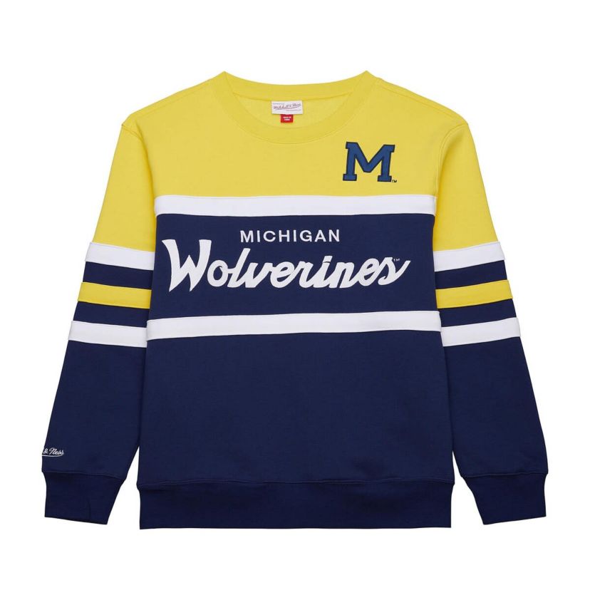NCAA Michigan Wolverines Vintage Logo Head Coach Fleece Pullover Sweatshirt