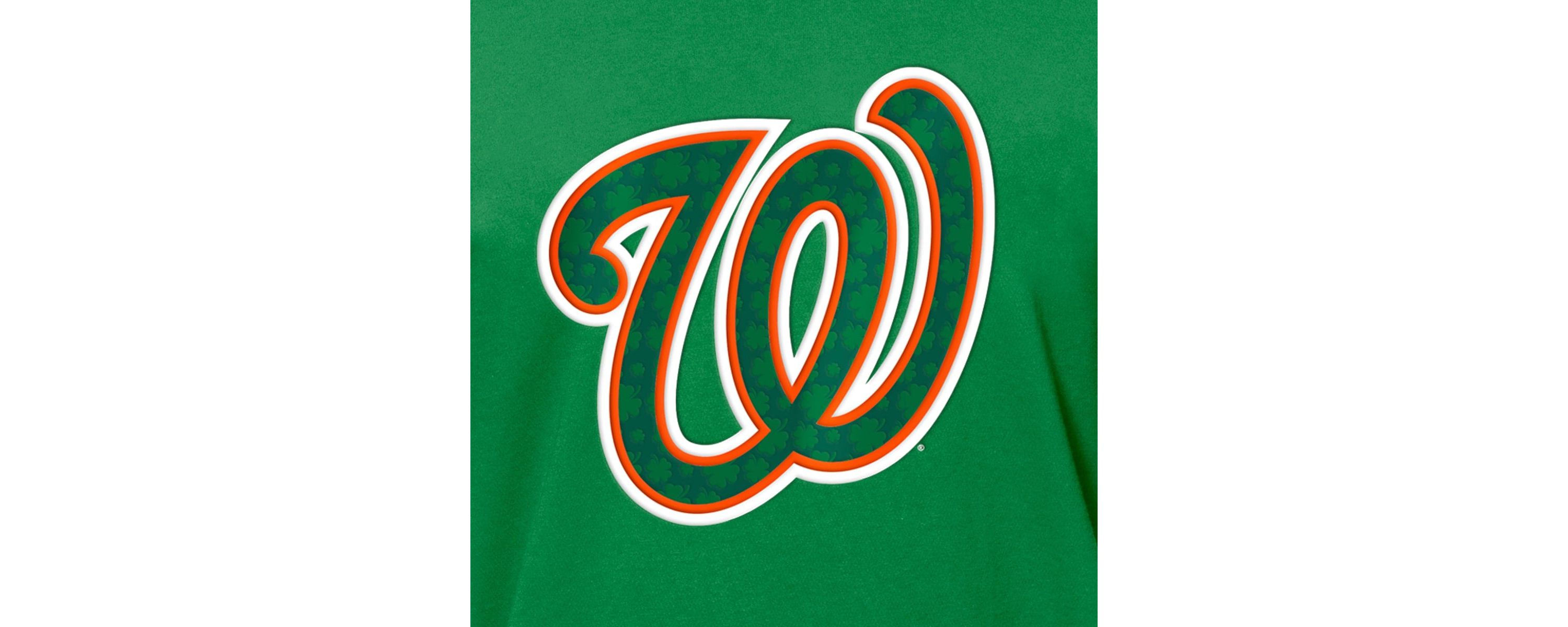 MLB Kelly Washington Nationals St. Patricks Day Shamrock Fill T-Shirt