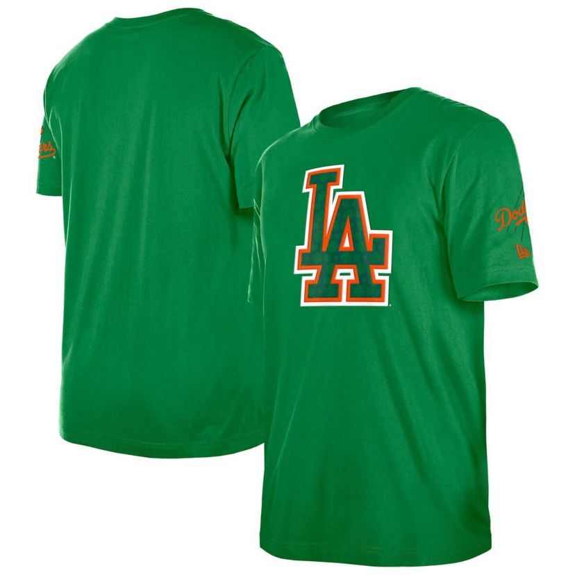 MLB Kelly Los Angeles Dodgers St. Patricks Day Shamrock Fill T-Shirt