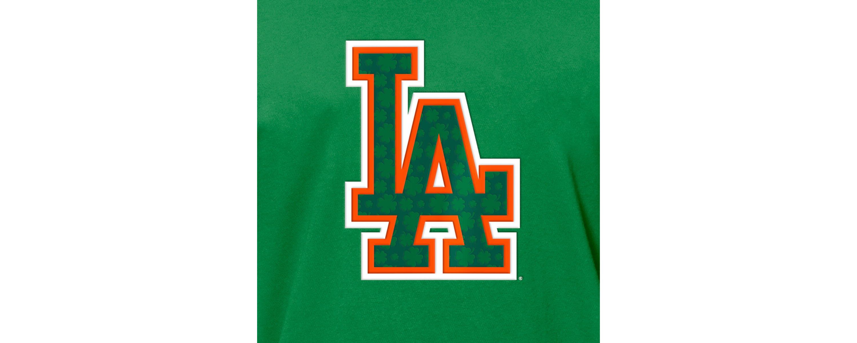 MLB Kelly Los Angeles Dodgers St. Patricks Day Shamrock Fill T-Shirt
