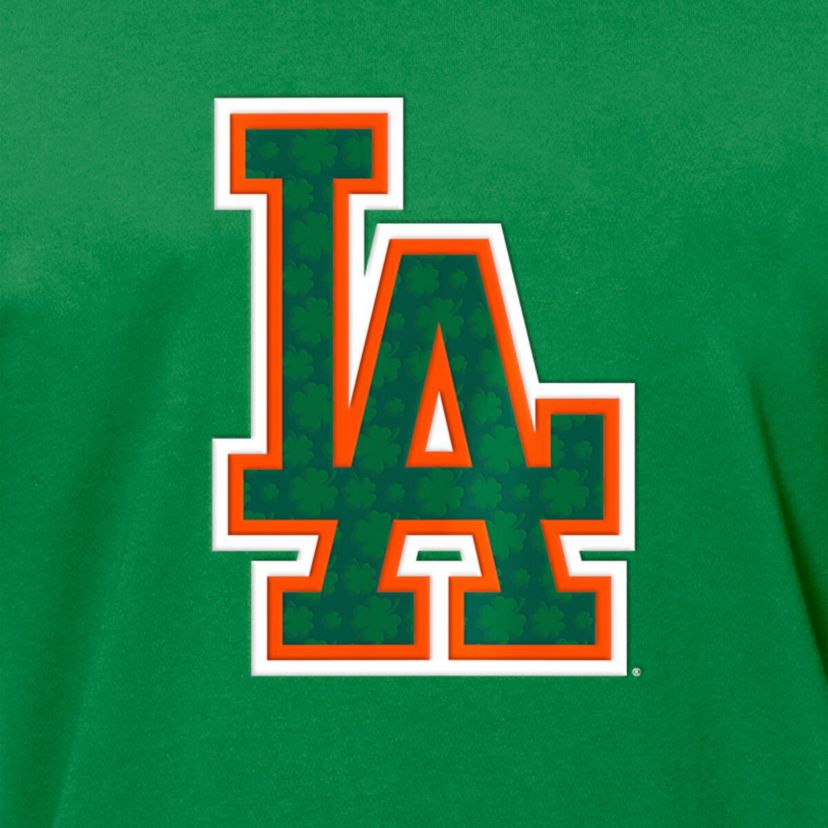 MLB Kelly Los Angeles Dodgers St. Patricks Day Shamrock Fill T-Shirt
