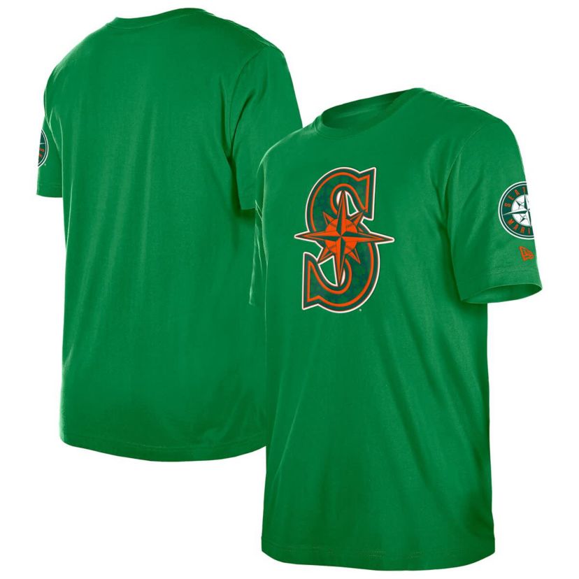 MLB Kelly Seattle Mariners St. Patricks Day Shamrock Fill T-Shirt