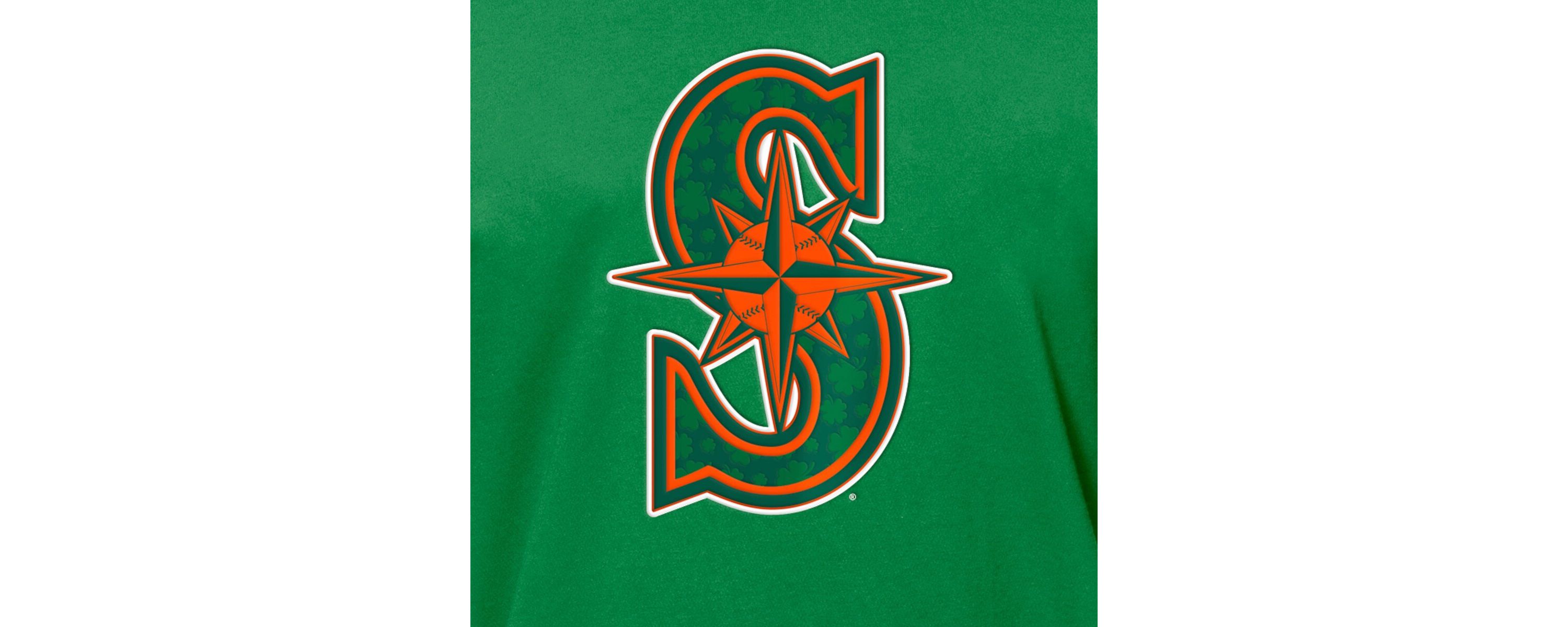 MLB Kelly Seattle Mariners St. Patricks Day Shamrock Fill T-Shirt