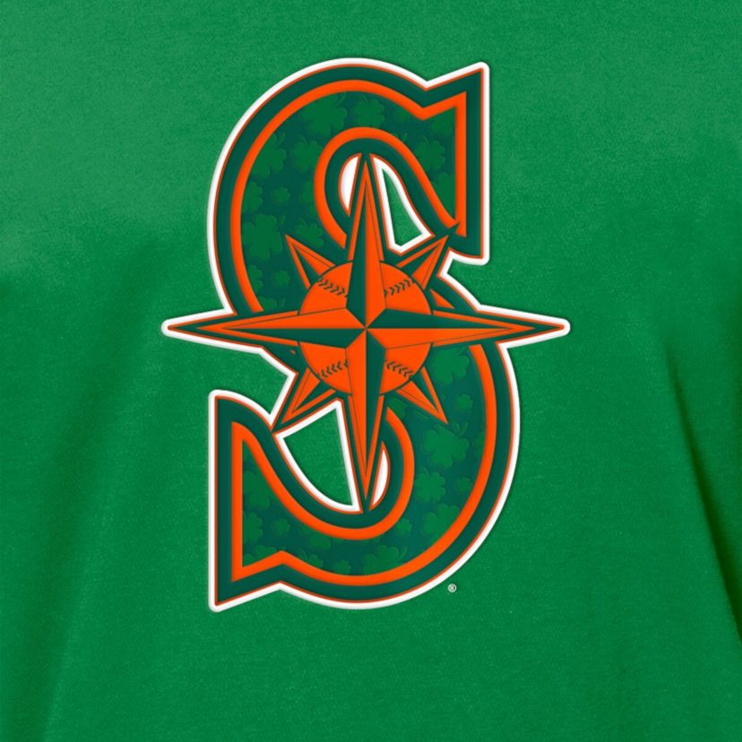 MLB Kelly Seattle Mariners St. Patricks Day Shamrock Fill T-Shirt