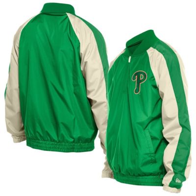 New Era Men's MLB Kelly Philadelphia Phillies St. Patrick's Day Ripstop Raglan Quarter-Zip Windbreaker