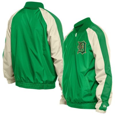 New Era Men's MLB Kelly Detroit Tigers St. Patrick's Day Ripstop Raglan Quarter-Zip Windbreaker
