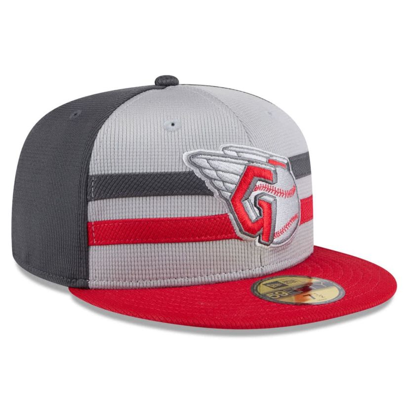 MLB Gray/Red Cleveland Guardians 2025 Batting Practice 59FIFTY Fitted Hat
