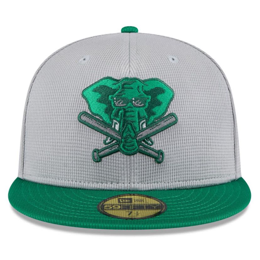 Oakland Athletics MLB Gray/Green Athletics 2025 Batting Practice 59FIFTY Fitted Hat