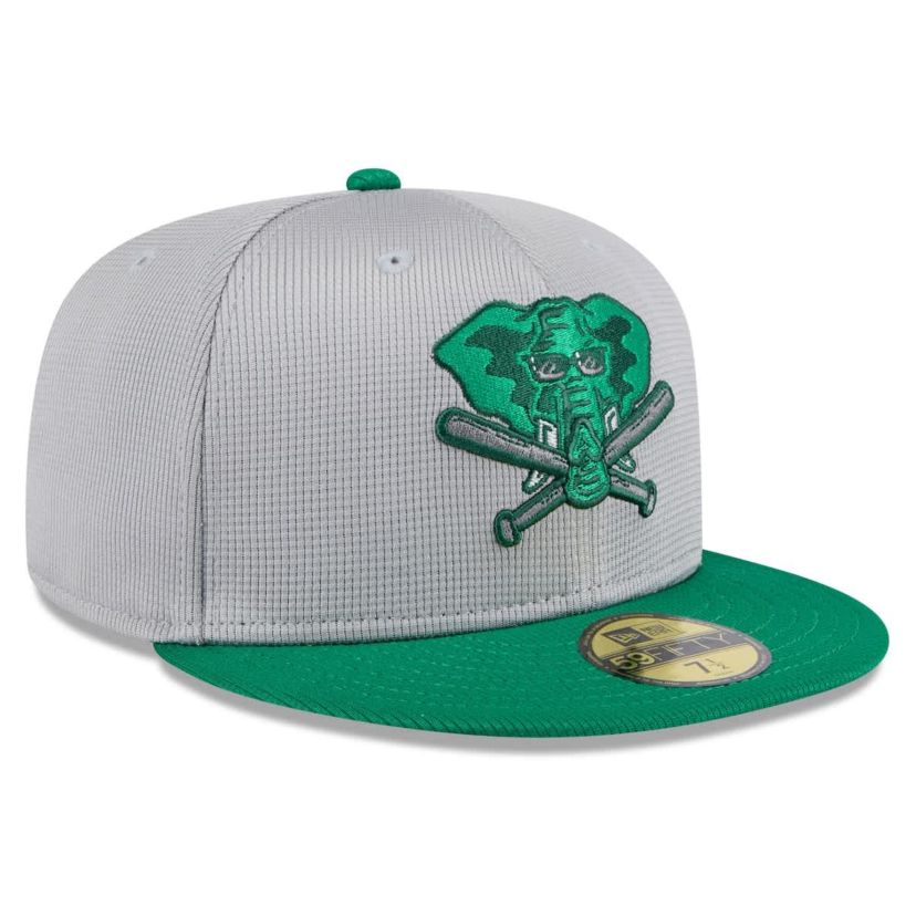 Oakland Athletics MLB Gray/Green Athletics 2025 Batting Practice 59FIFTY Fitted Hat
