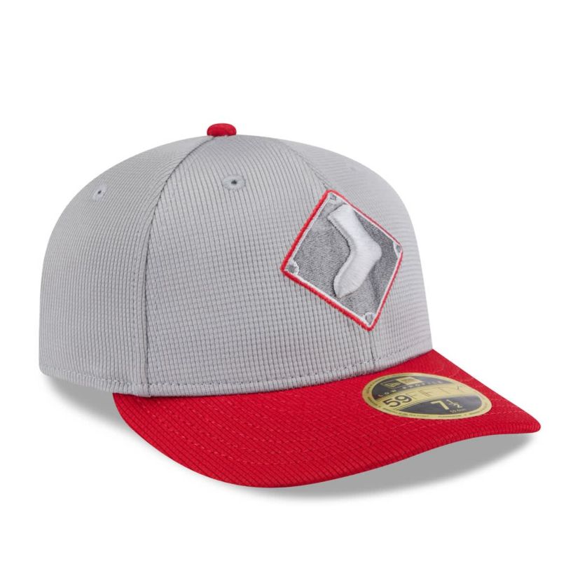 Chicago White Sox MLB Gray/Red Chicago Sox 2025 Batting Practice Low 59FIFTY Fitted Hat