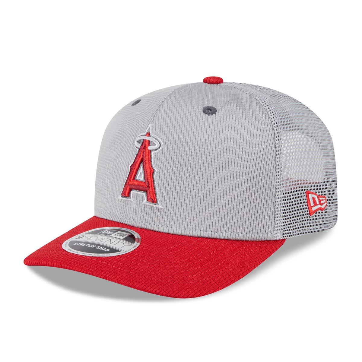 MLB Gray/Red Los Angeles Angels 2025 Batting Practice 9SEVENTY Stretch-Snap Trucker Hat