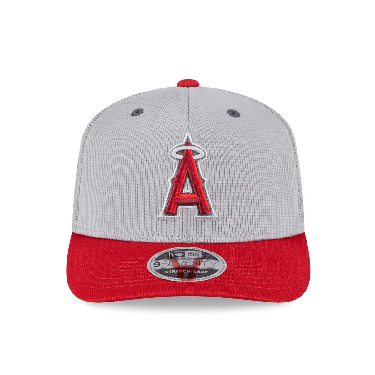 MLB Gray/Red Los Angeles Angels 2025 Batting Practice 9SEVENTY Stretch-Snap Trucker Hat