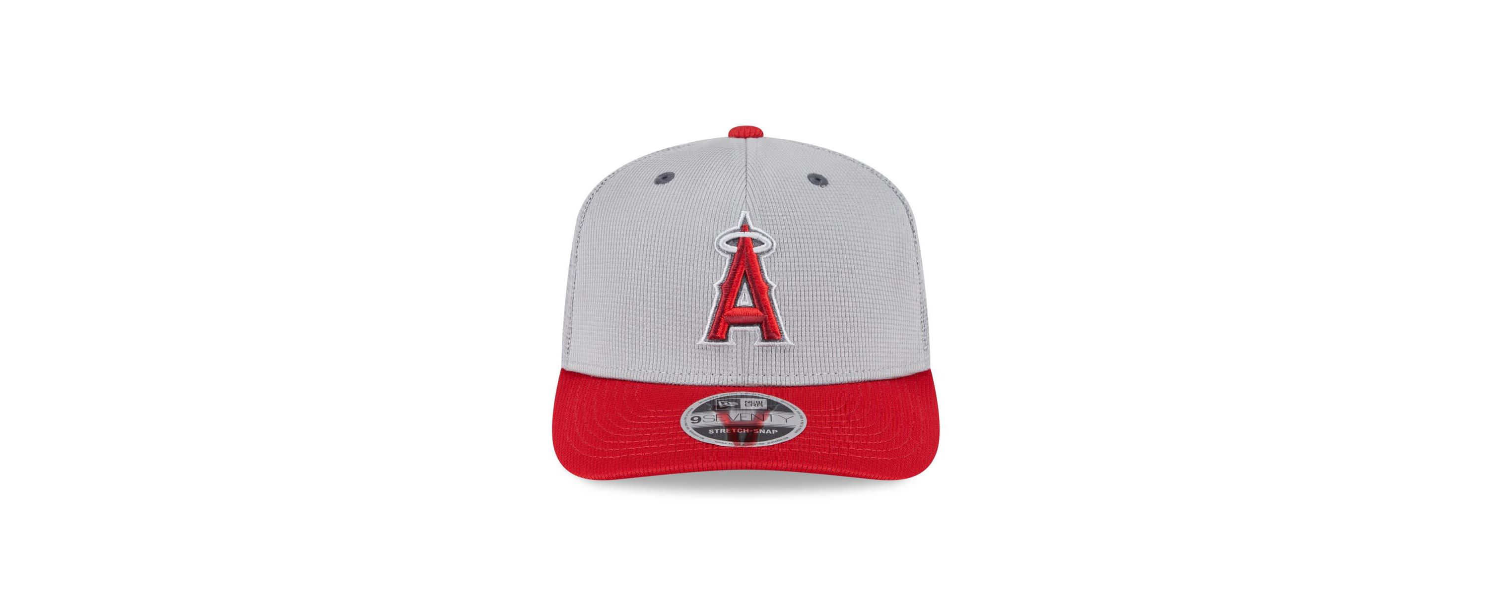 MLB Gray/Red Los Angeles Angels 2025 Batting Practice 9SEVENTY Stretch-Snap Trucker Hat