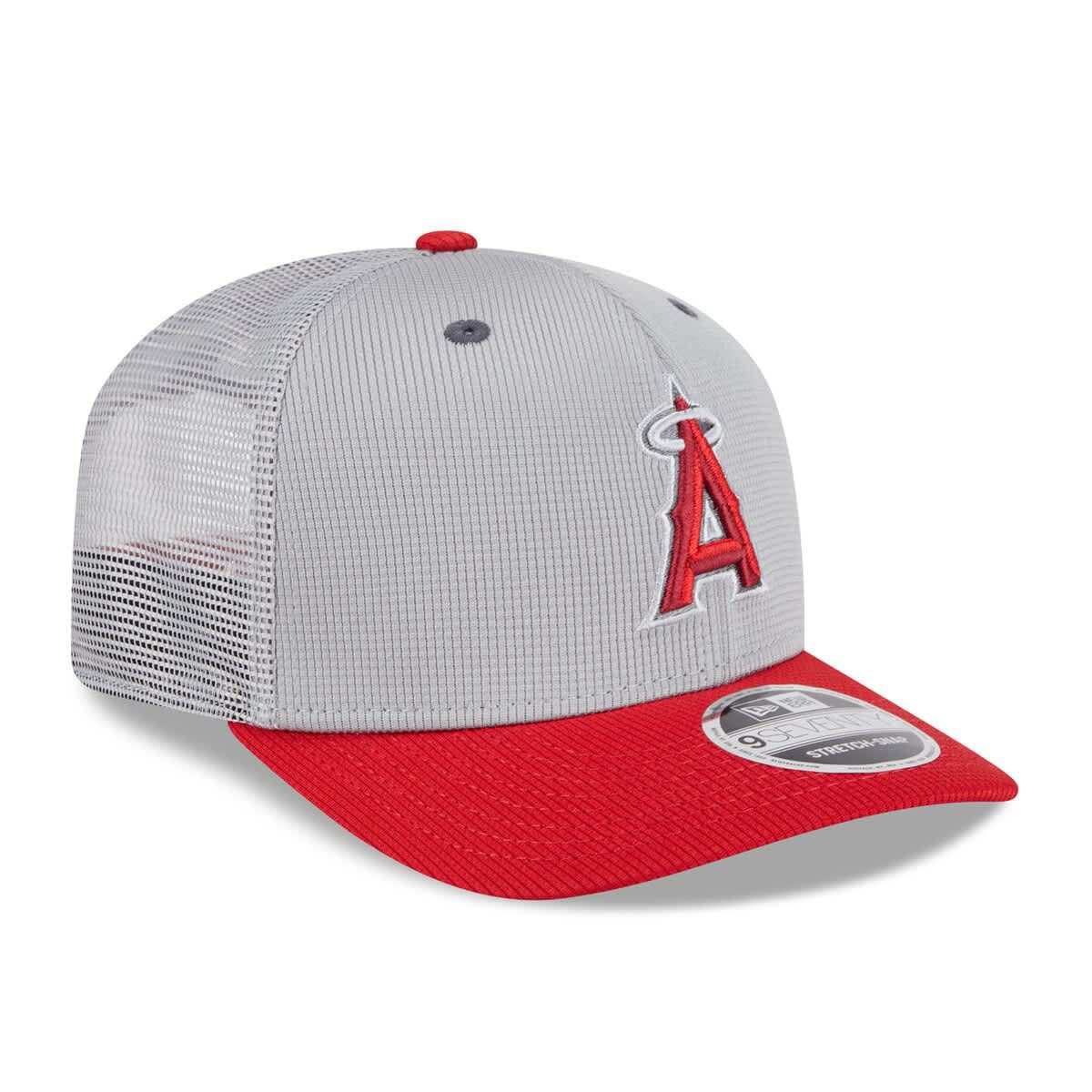 MLB Gray/Red Los Angeles Angels 2025 Batting Practice 9SEVENTY Stretch-Snap Trucker Hat
