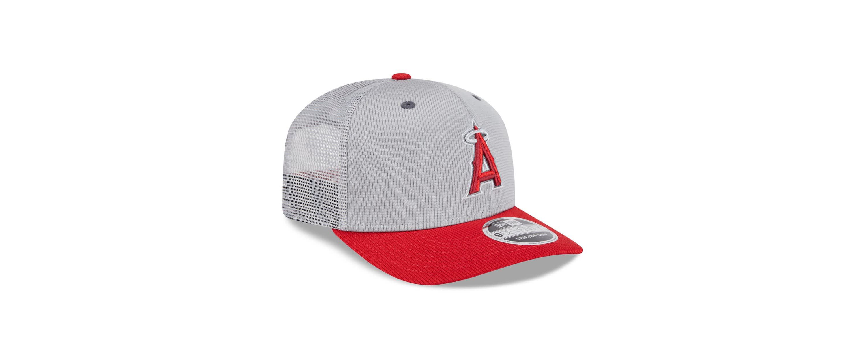 MLB Gray/Red Los Angeles Angels 2025 Batting Practice 9SEVENTY Stretch-Snap Trucker Hat