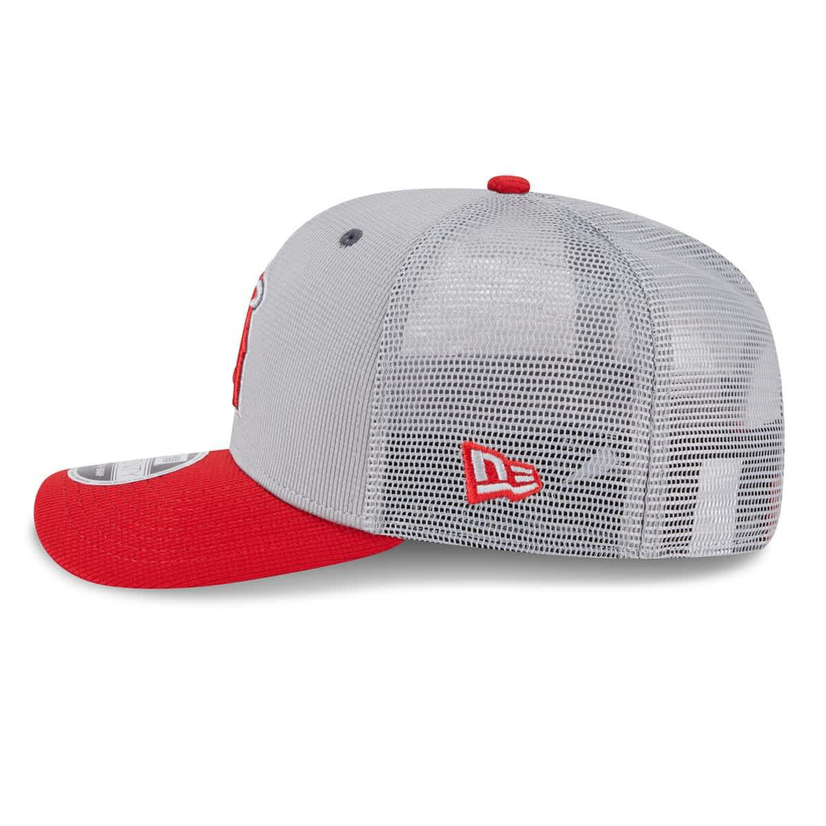 MLB Gray/Red Los Angeles Angels 2025 Batting Practice 9SEVENTY Stretch-Snap Trucker Hat