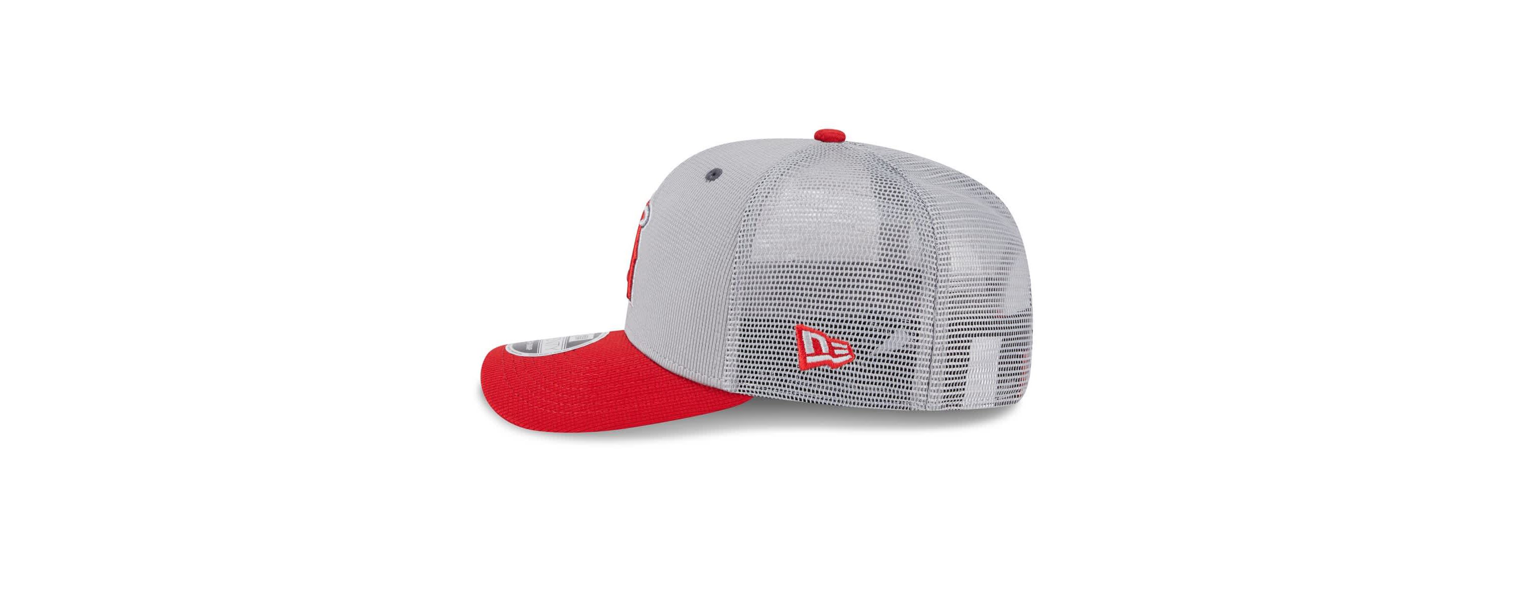 MLB Gray/Red Los Angeles Angels 2025 Batting Practice 9SEVENTY Stretch-Snap Trucker Hat